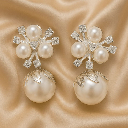 Elegant Pearl Bloom Earrings